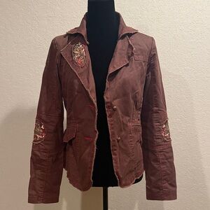Embroidered Brown Women's Jacket